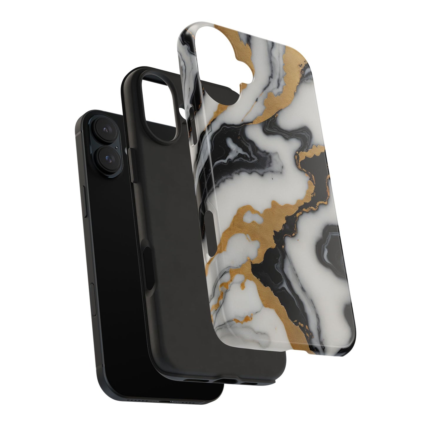 Elegant Gold Marble Tough Phone Case - Stylish Protection for Your iPhone