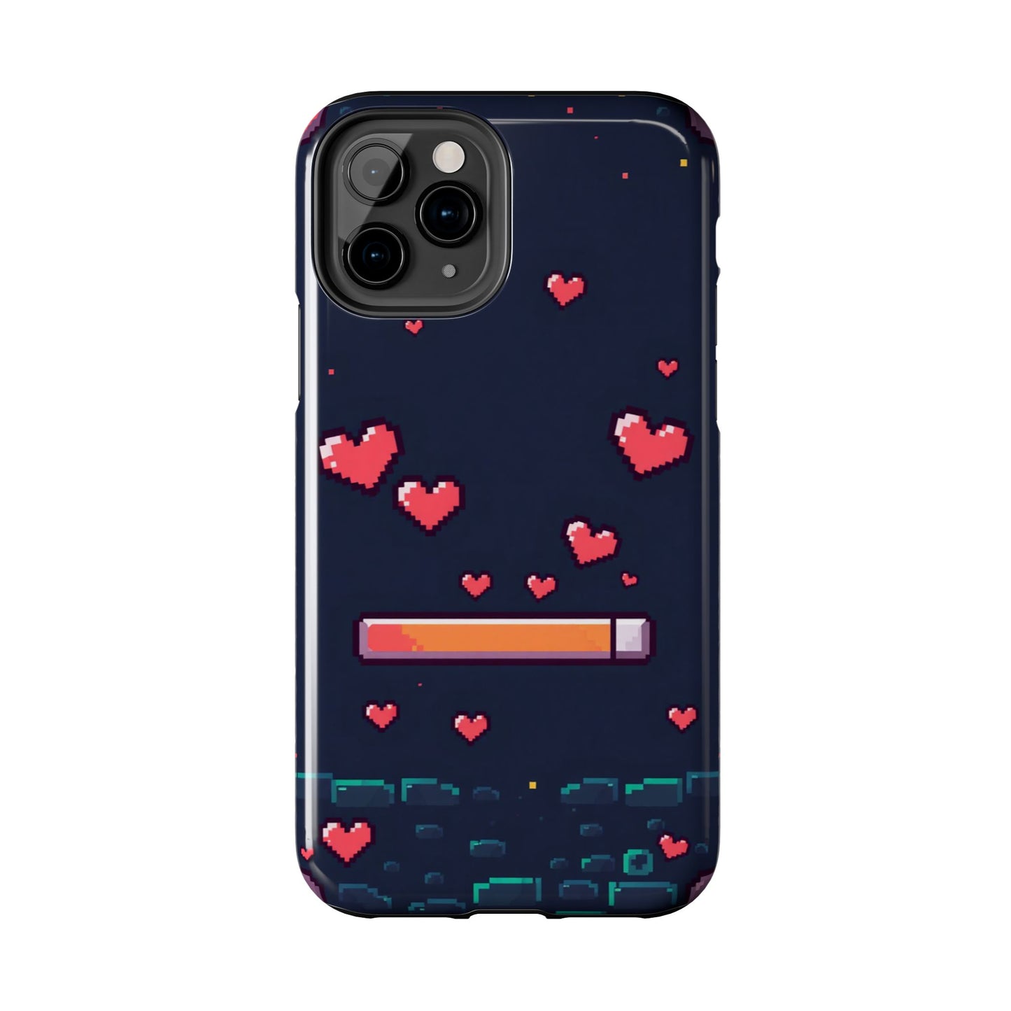 Pixel Heart Tough Phone Case - Retro Gamer Style for Valentine's Day