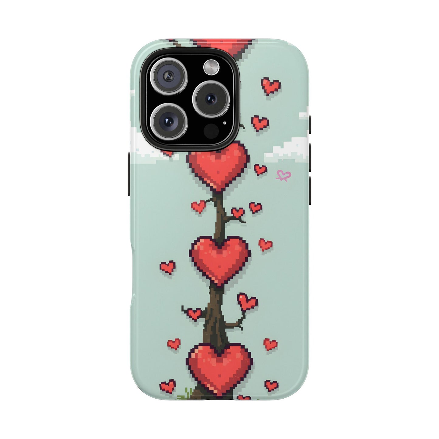 Pixelated Love Hearts Tree | Tough Phone Case - Cute Design - for iPhone