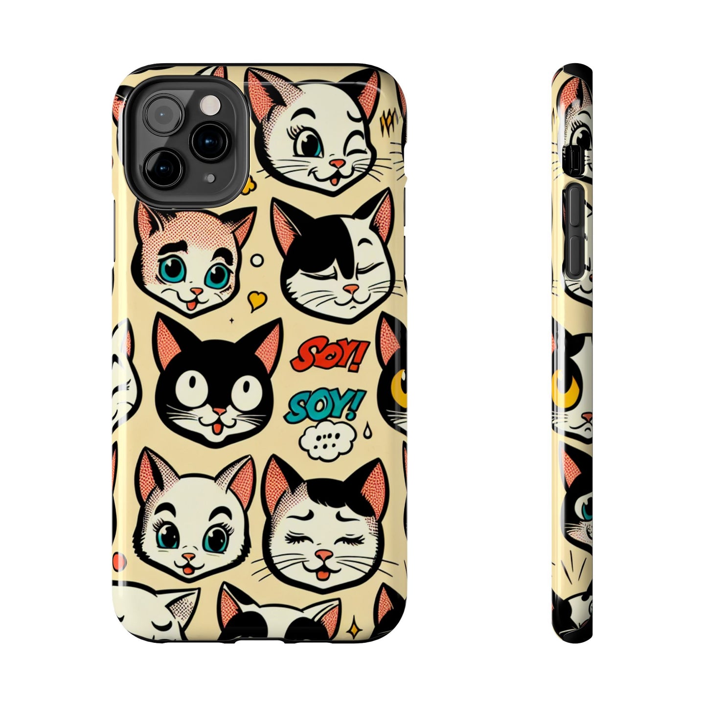 Playful Cat-Themed Tough Phone Case - Pet Pattern - for iPhone