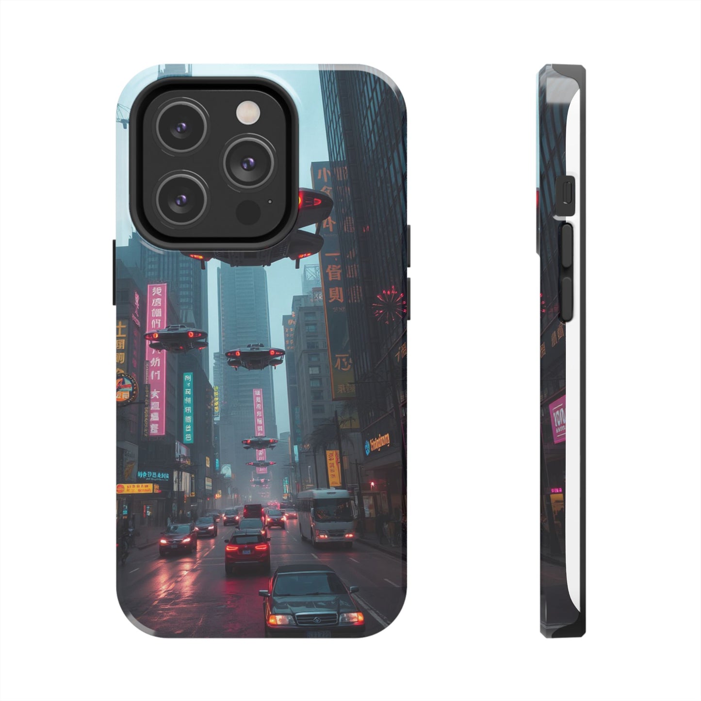 Futuristic City Tough Phone Case - Sci-Fi Design for Urban Explorers