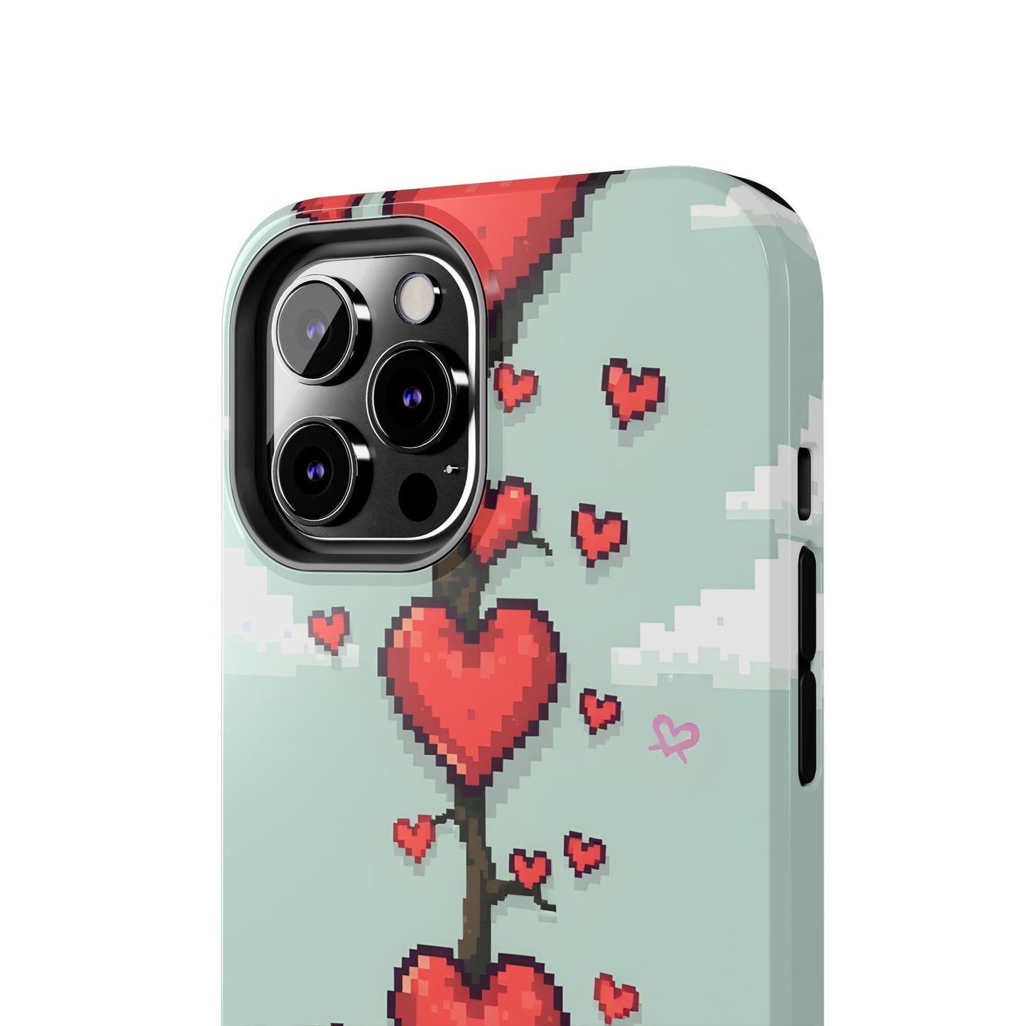 Pixelated Love Hearts Tree | Tough Phone Case - Cute Design - for iPhone