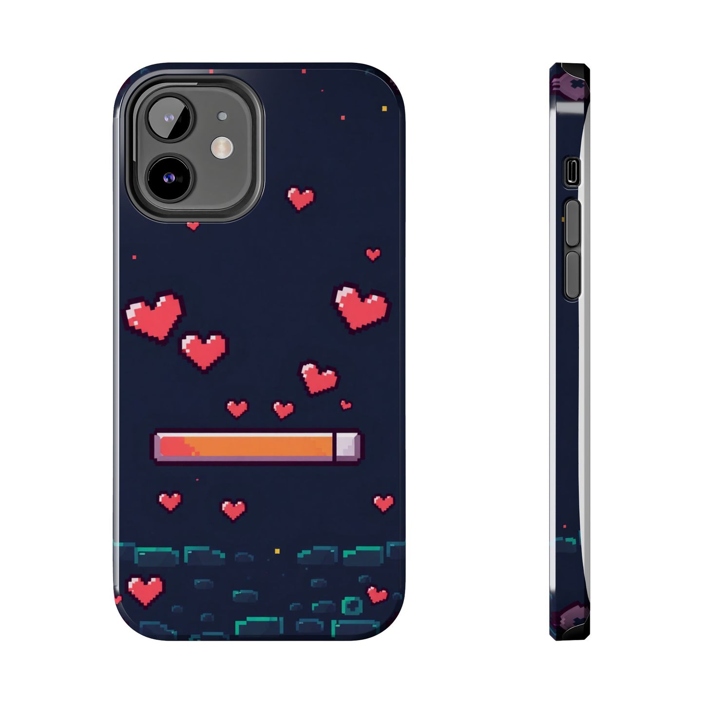 Pixel Heart Tough Phone Case - Retro Gamer Style for Valentine's Day