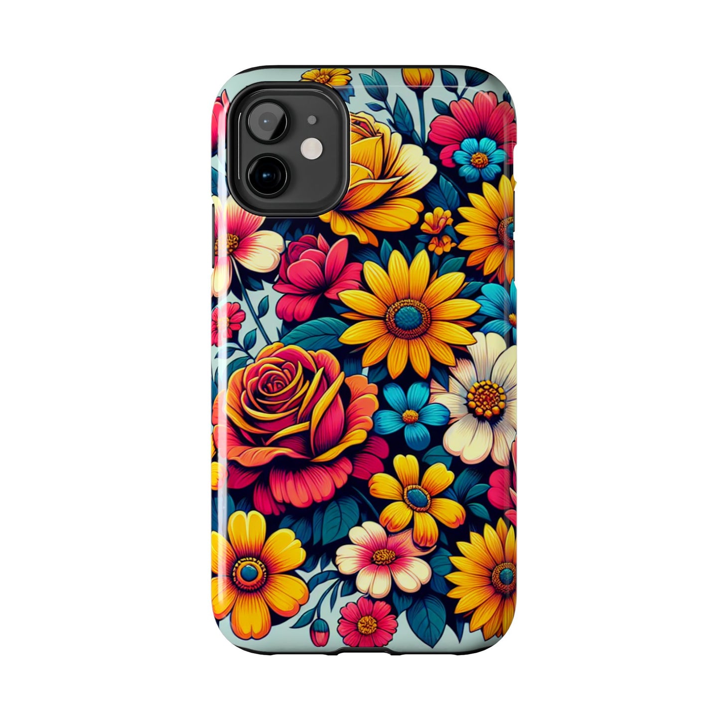 Vibrant Floral Tough Phone Case - Colorful Flower Design - for iPhone