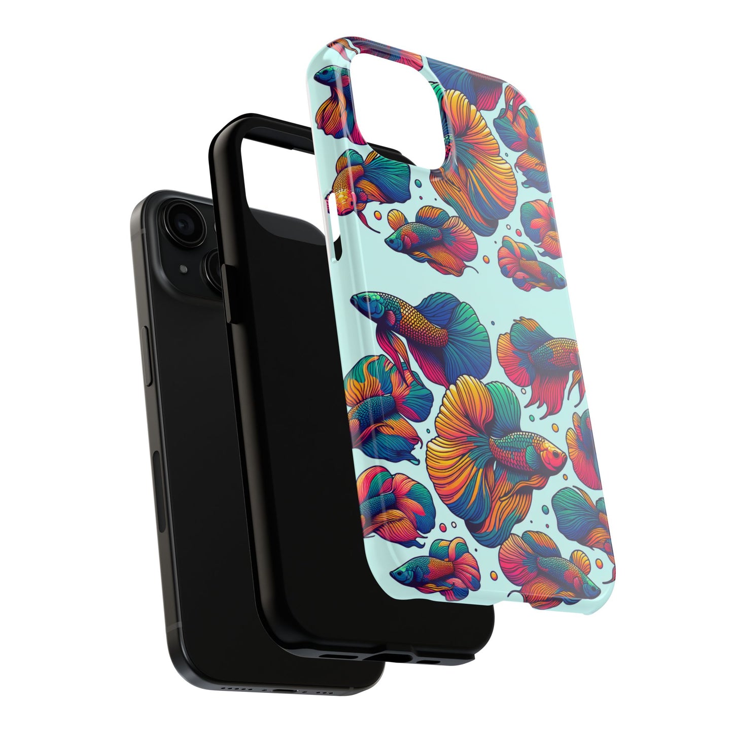 Colorful Fish Pattern Tough Phone Case - Aquatic Lovers - for iPhone