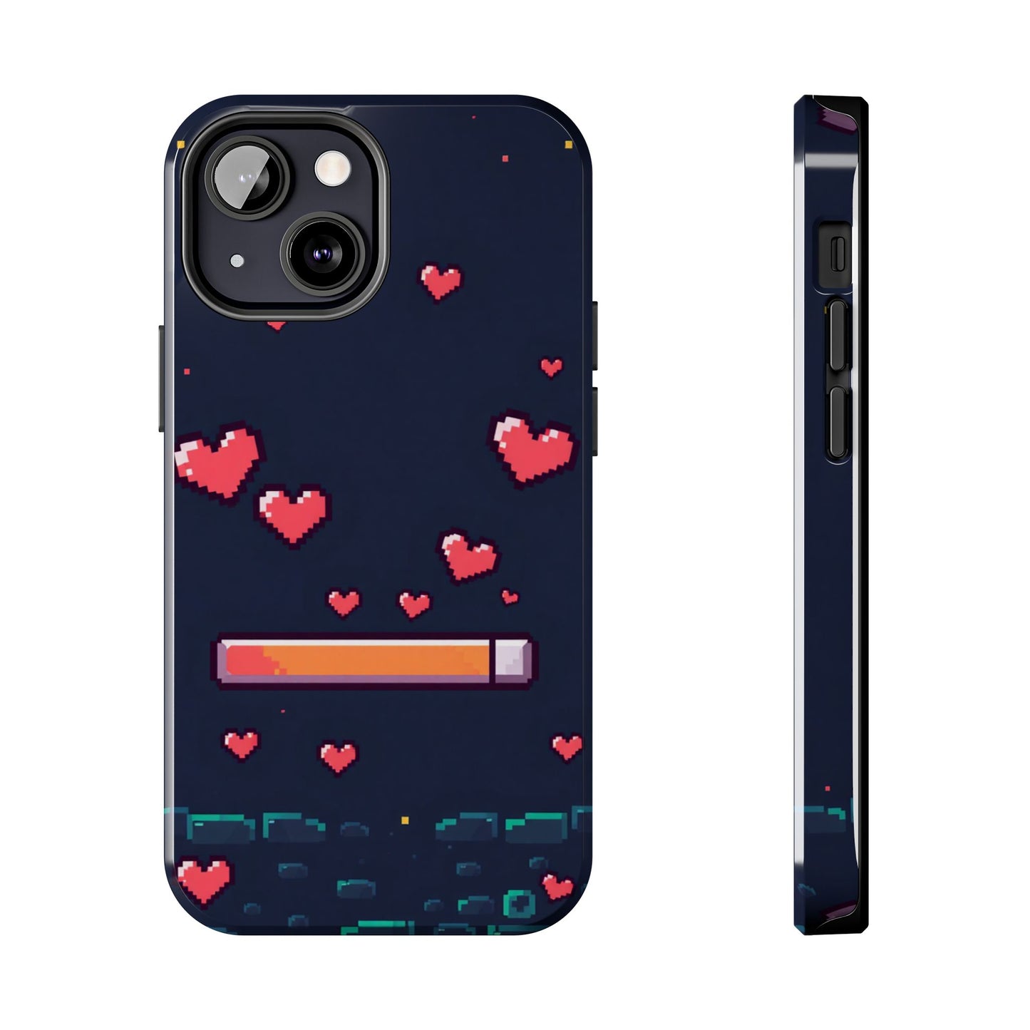 Pixel Heart Tough Phone Case - Retro Gamer Style for Valentine's Day