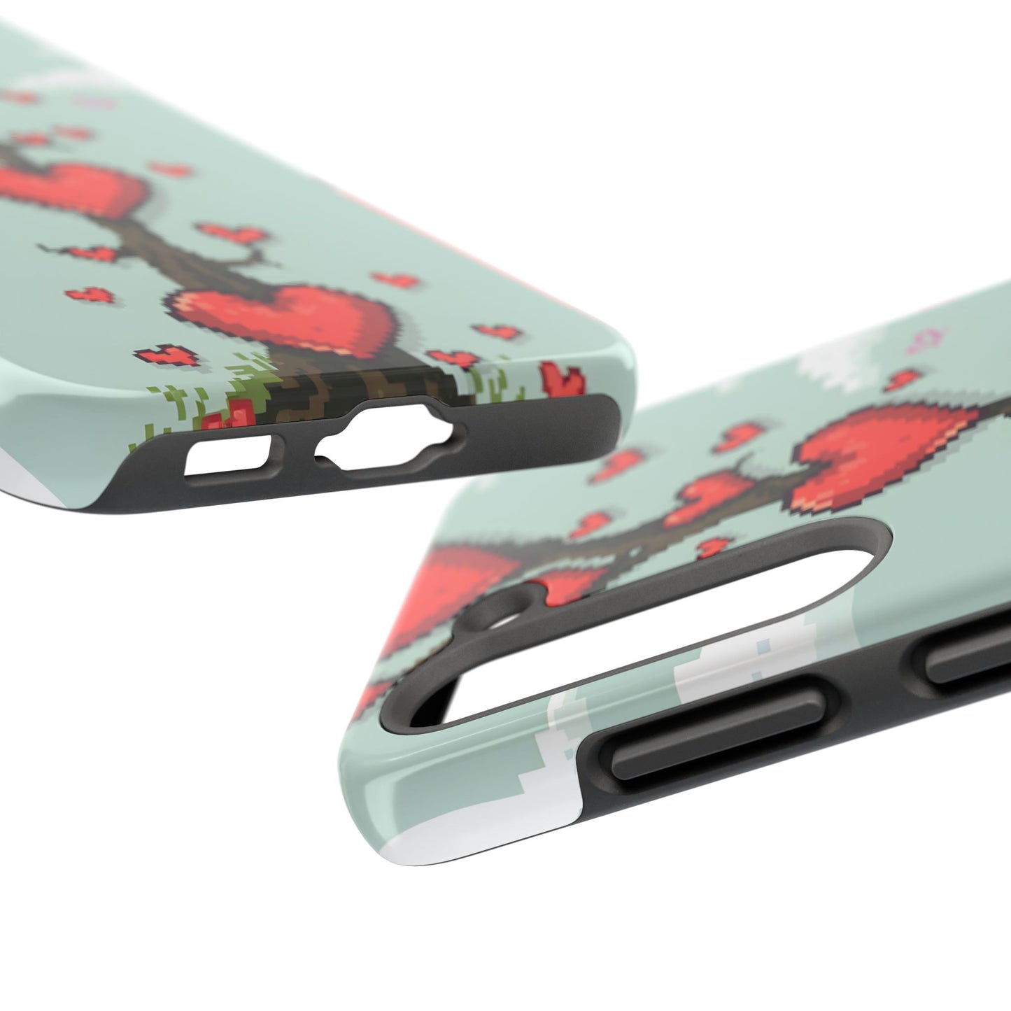 Pixelated Love Hearts Tree | Tough Phone Case - Cute Design - for iPhone