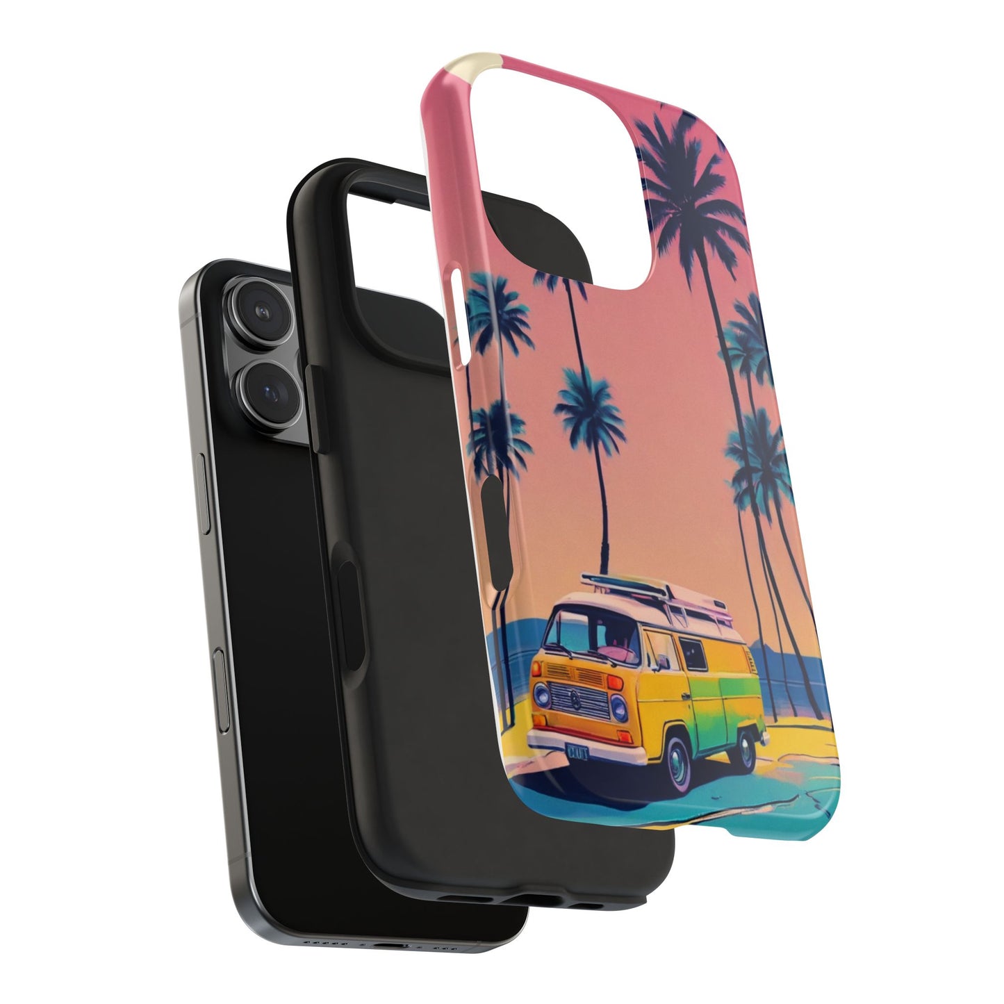 Tropical Beach Vibe Tough Phone Case - Vintage Van Design - for iPhone