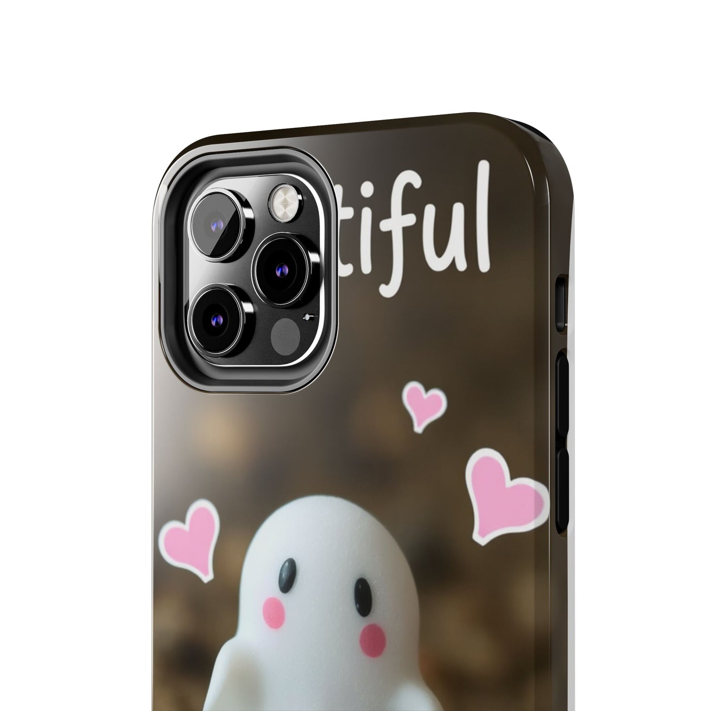 Cute Ghost Tough Phone Case - Beautiful Design with Heart Accents
