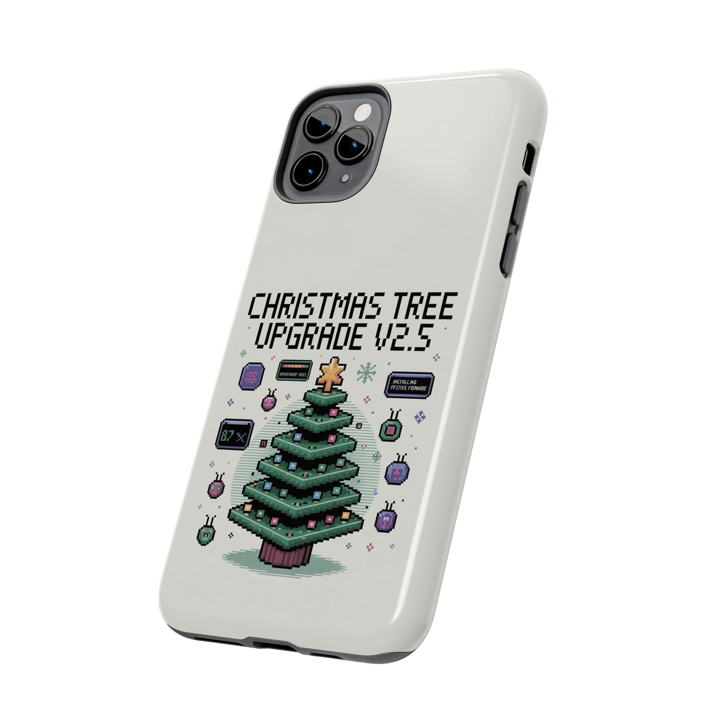 Christmas Tree Upgrade Tough iPhone Case - Pixel Art Design