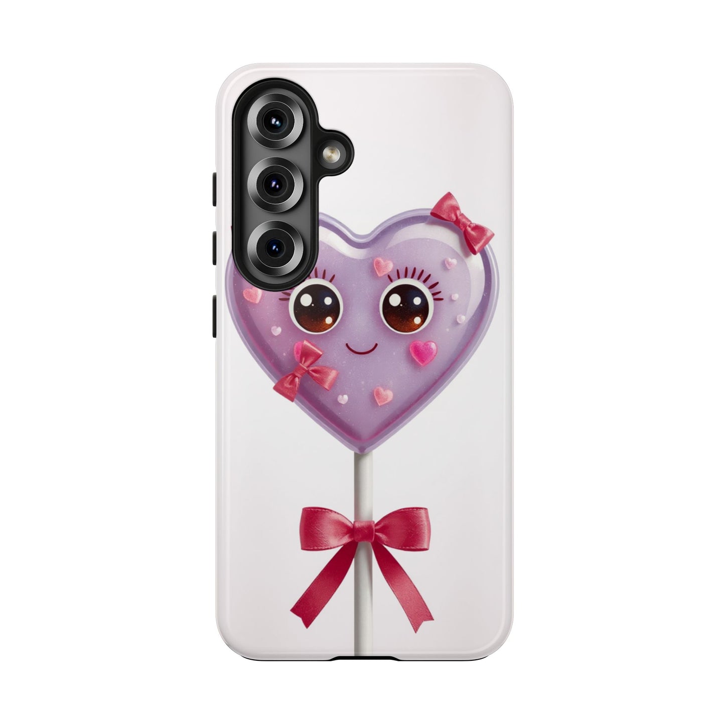 Cute Heart Lollipop Tough Phone Case - Adorable Protection for Candy Lovers