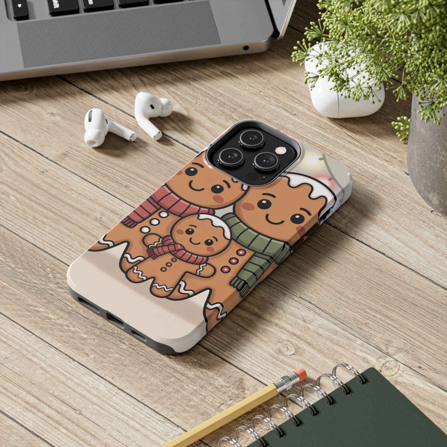 Gingerbread Cartoon Family Tough Phone Case – Festive Holiday Protection