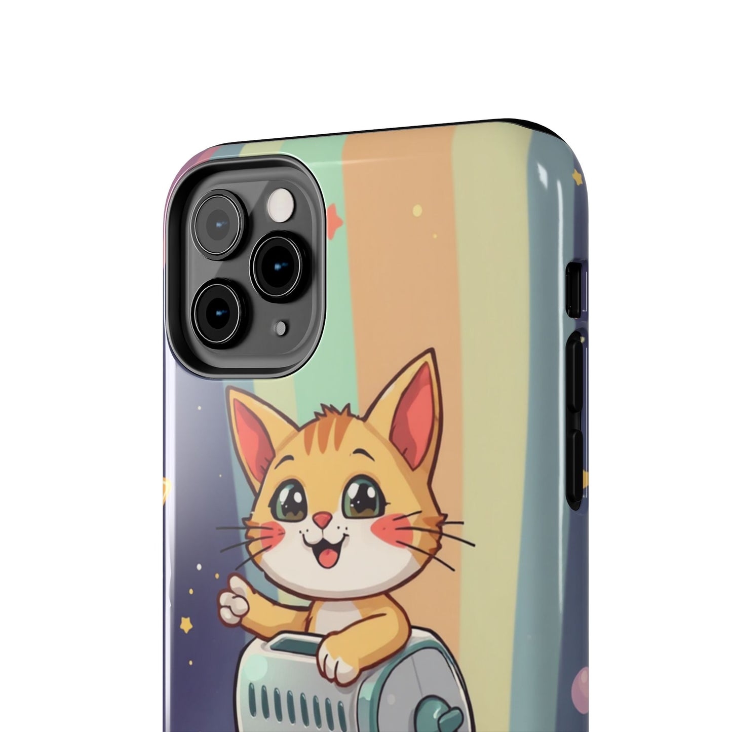 Cute Cat Rocket Phone Case - Vibrant and Playful Tough Case