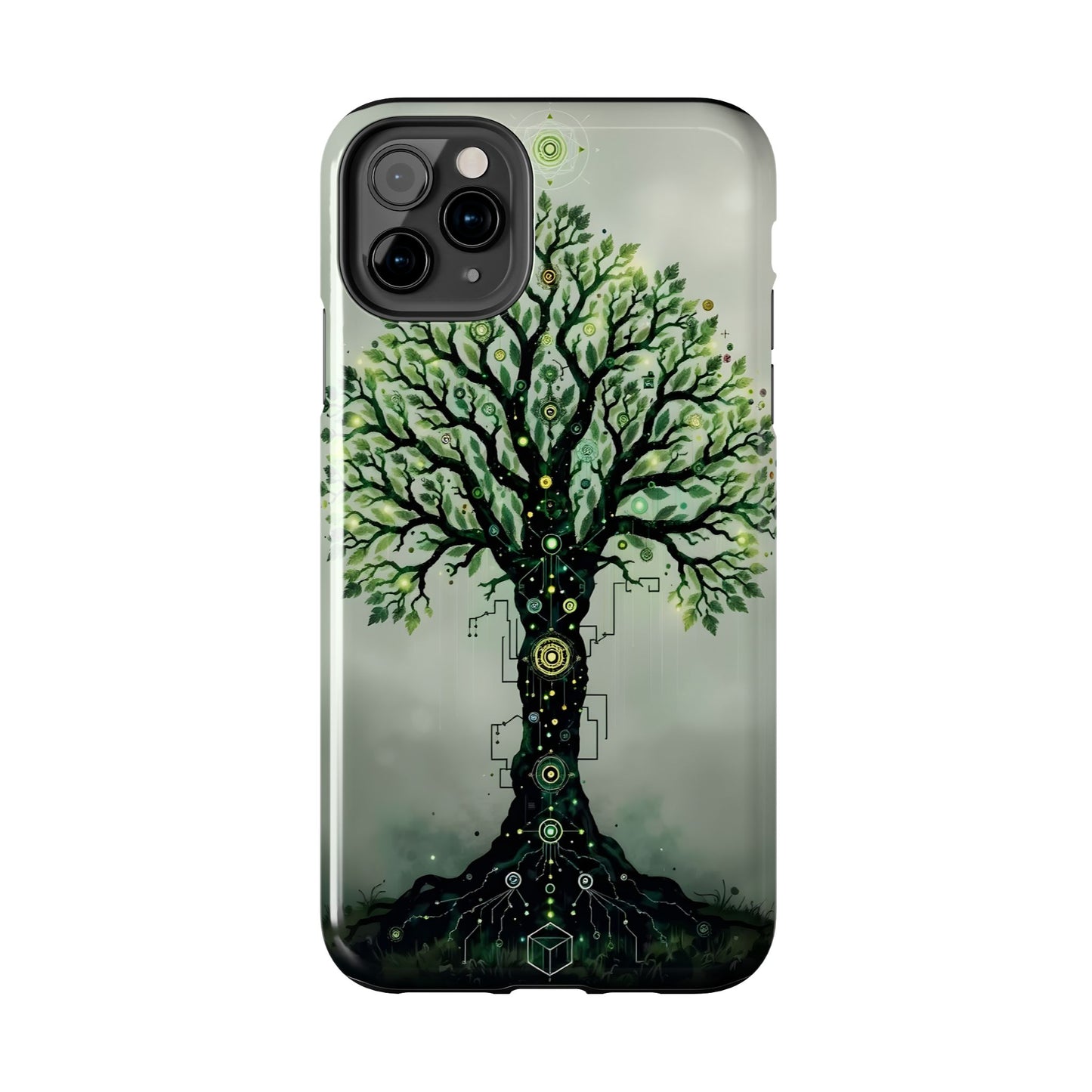 Nature-Inspired Tough Phone Case with Tech Tree Design - for iPhone