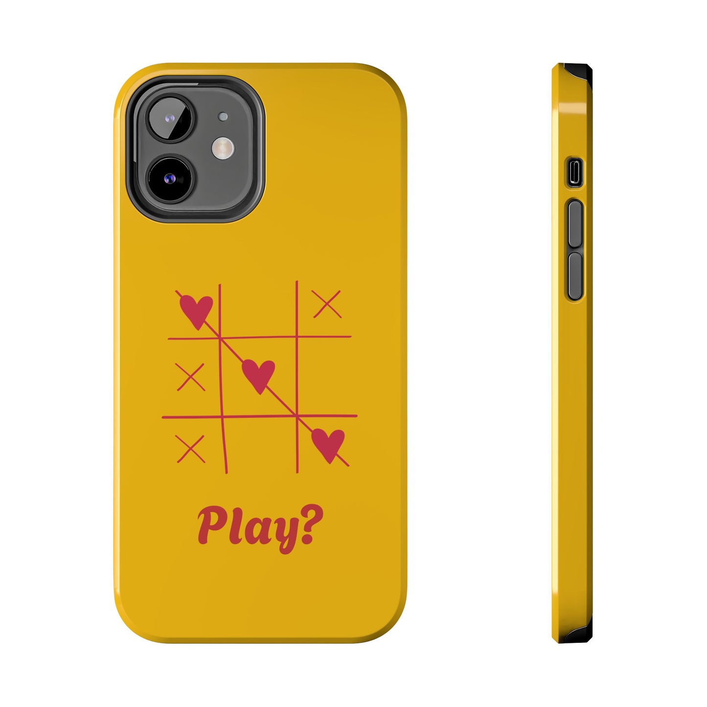 Heart Game Tough Phone Case - Fun Yellow Design for Gamers & Loved Ones - for iPhone