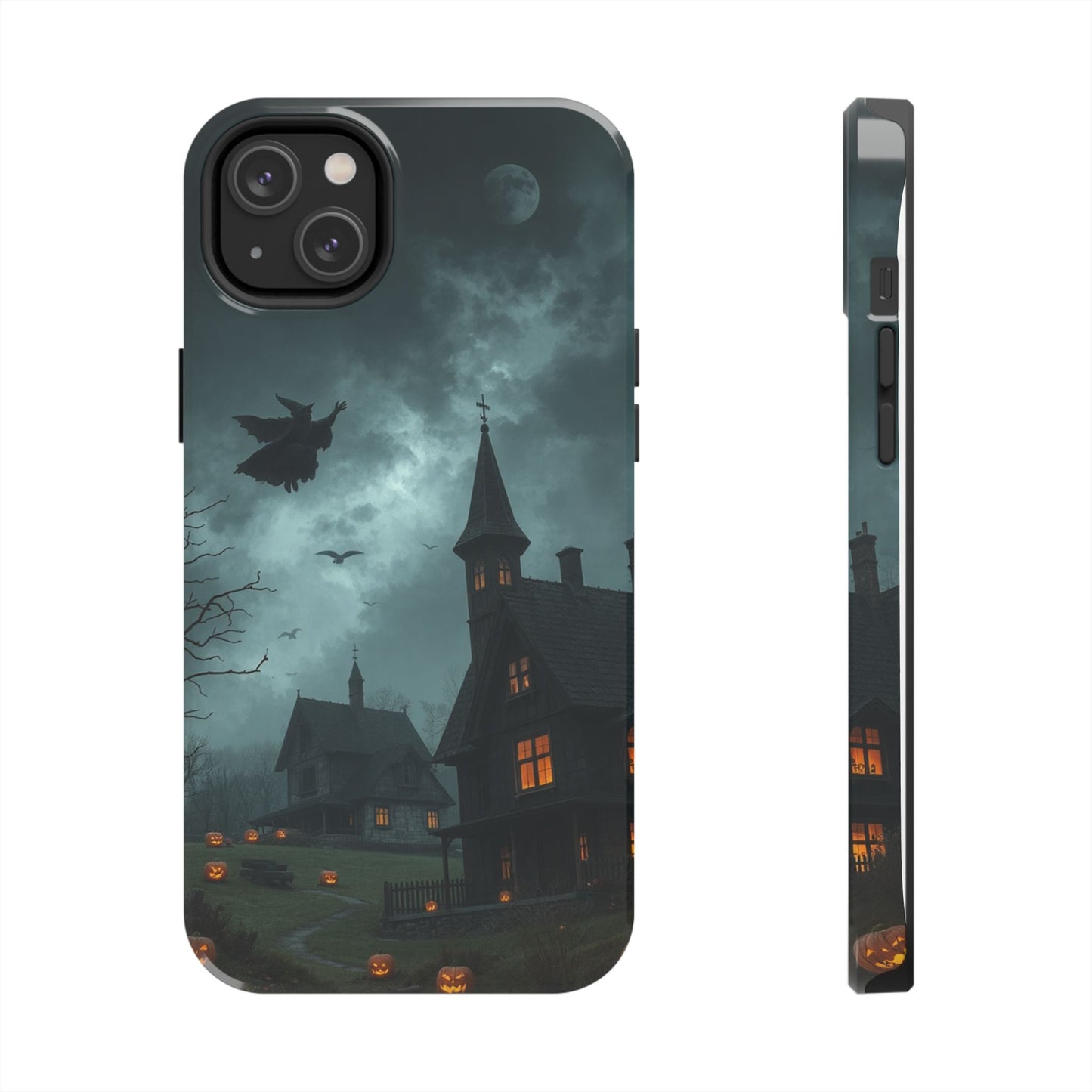 Halloween-Themed Tough Phone Case with Spooky House Design