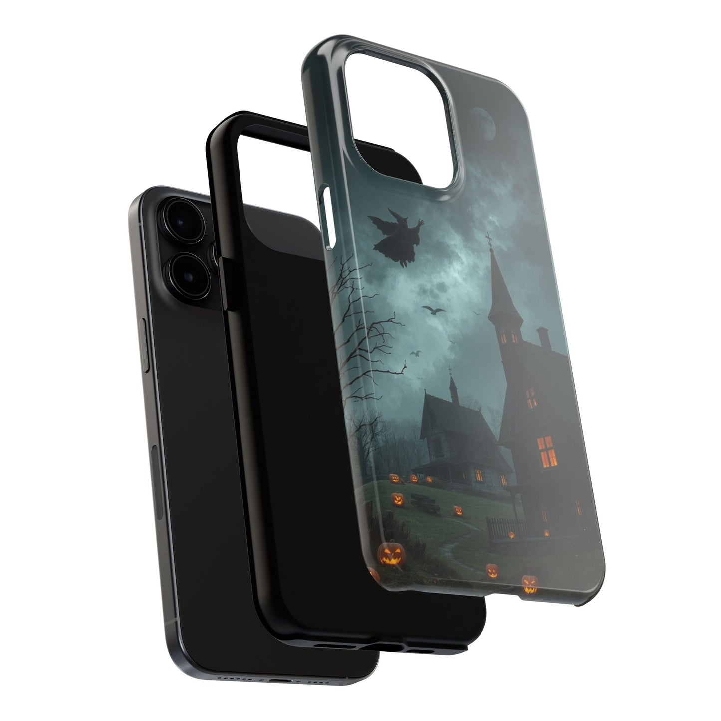 Halloween-Themed Tough Phone Case with Spooky House Design