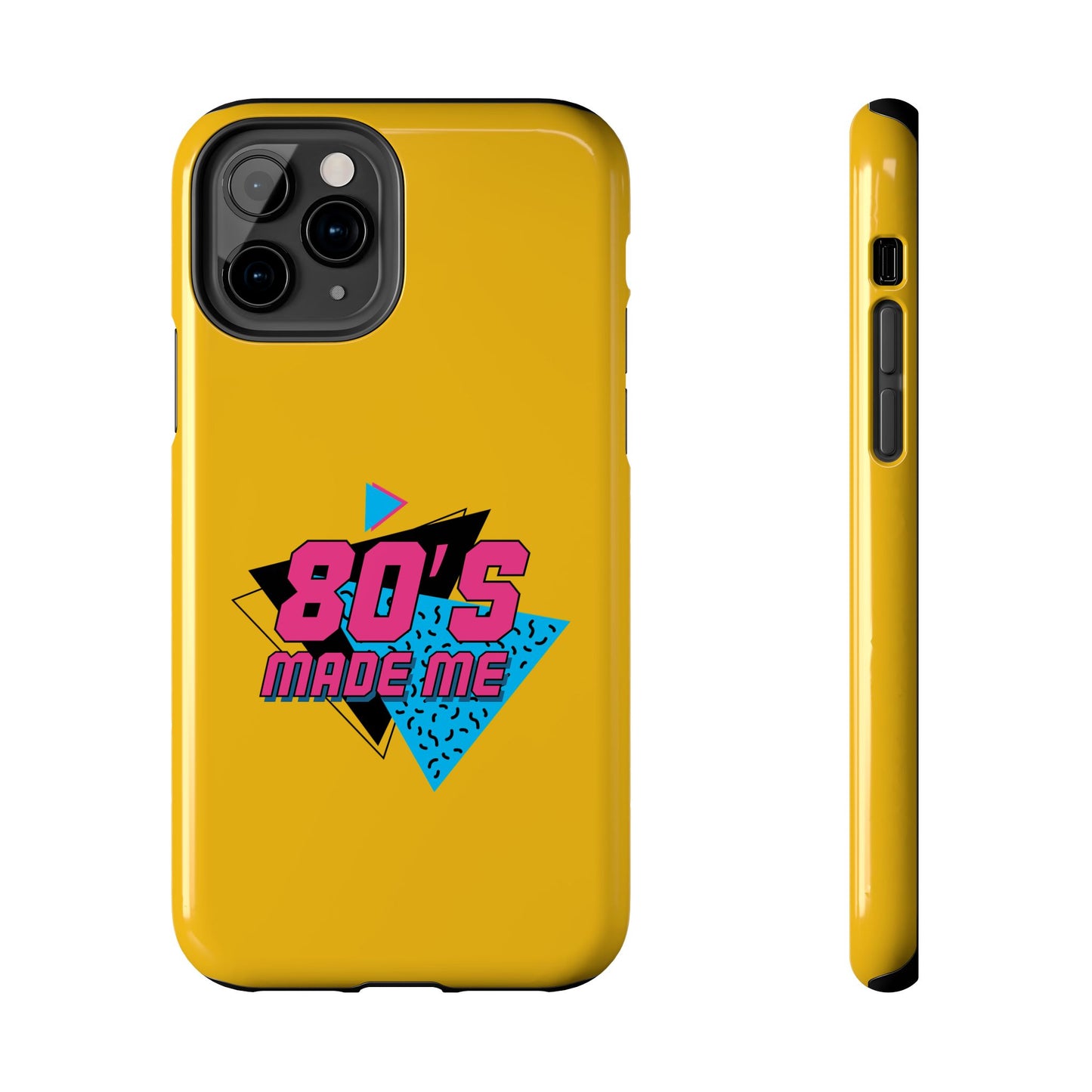 80's Made Me Tough Phone Case - Retro Yellow Silicone Cover - for iPhone