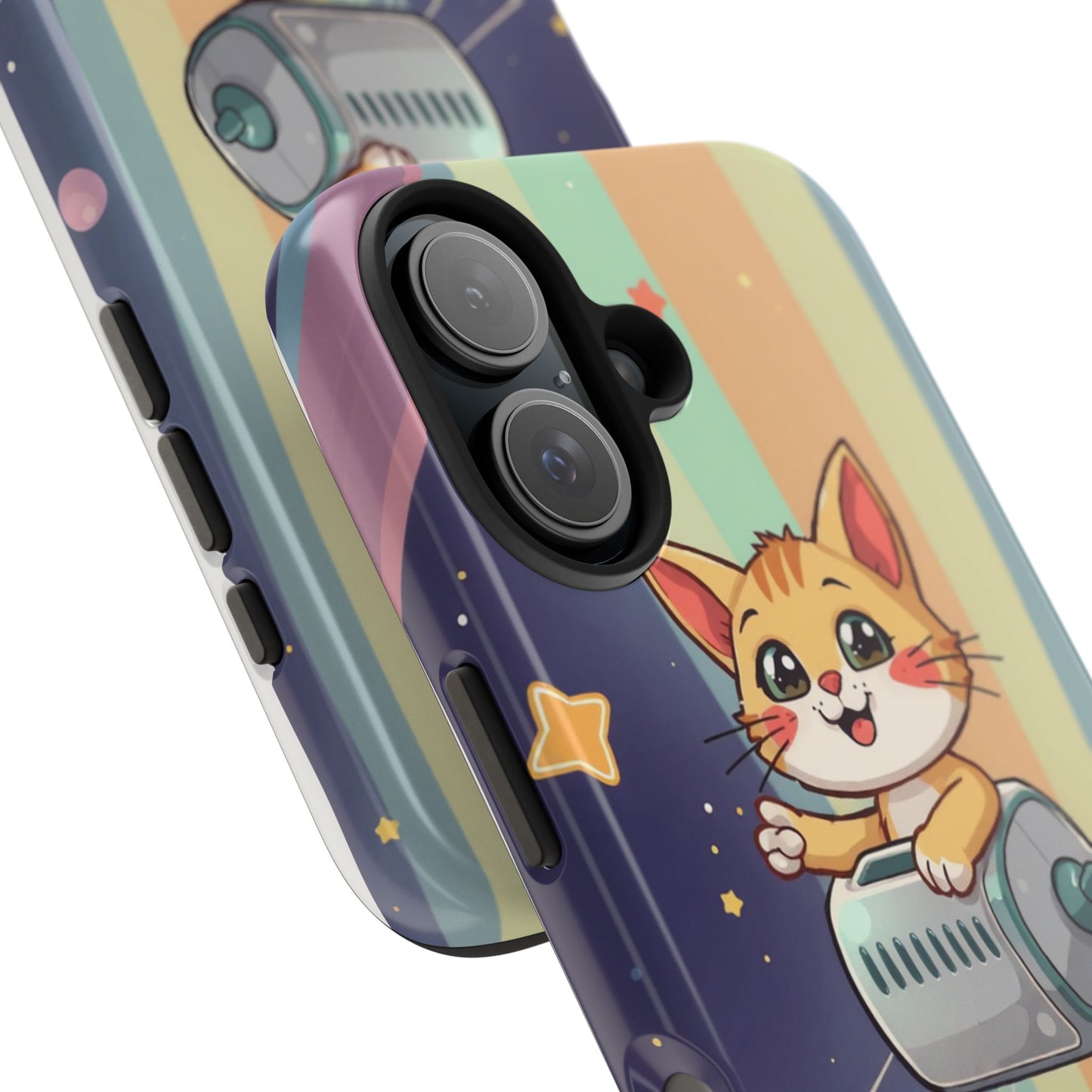 Cute Cat Rocket Phone Case - Vibrant and Playful Tough Case