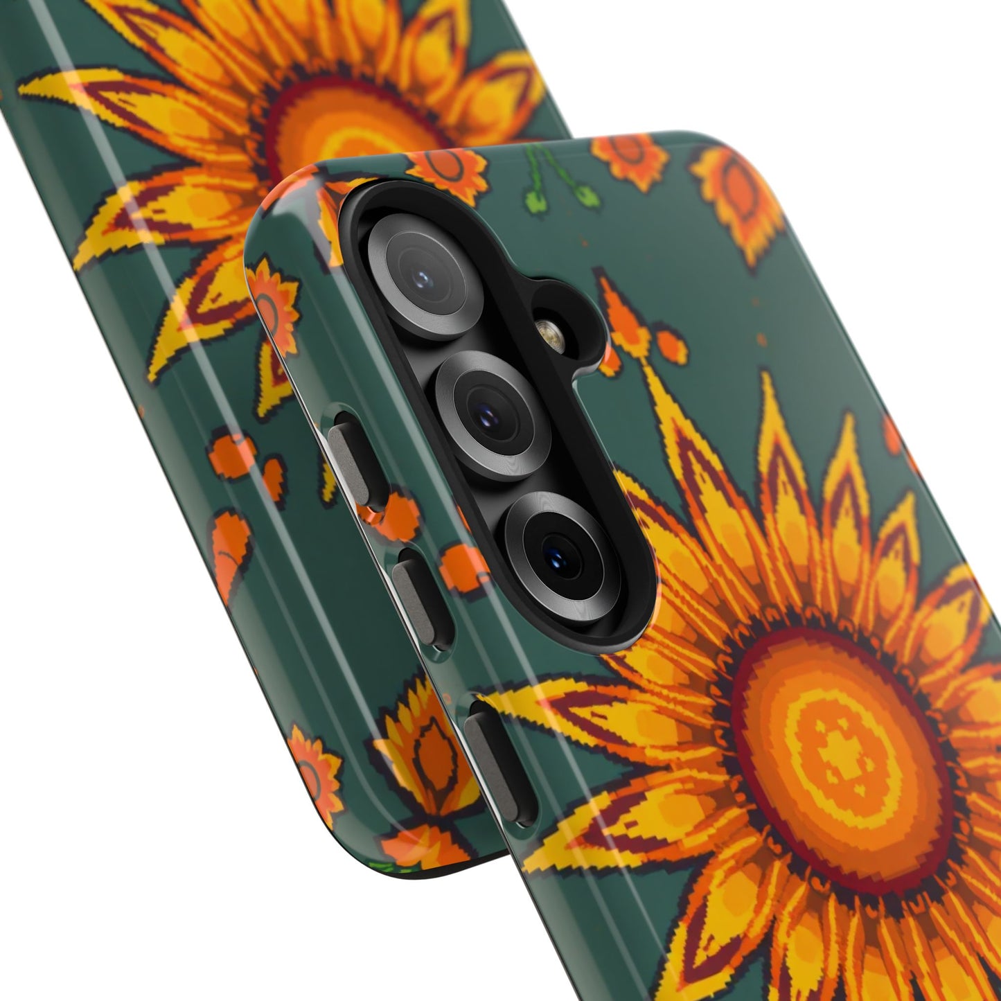 Pixelated Vibrant Floral Tough Phone Case | Sunflower Design for Nature Lovers - for iPhone