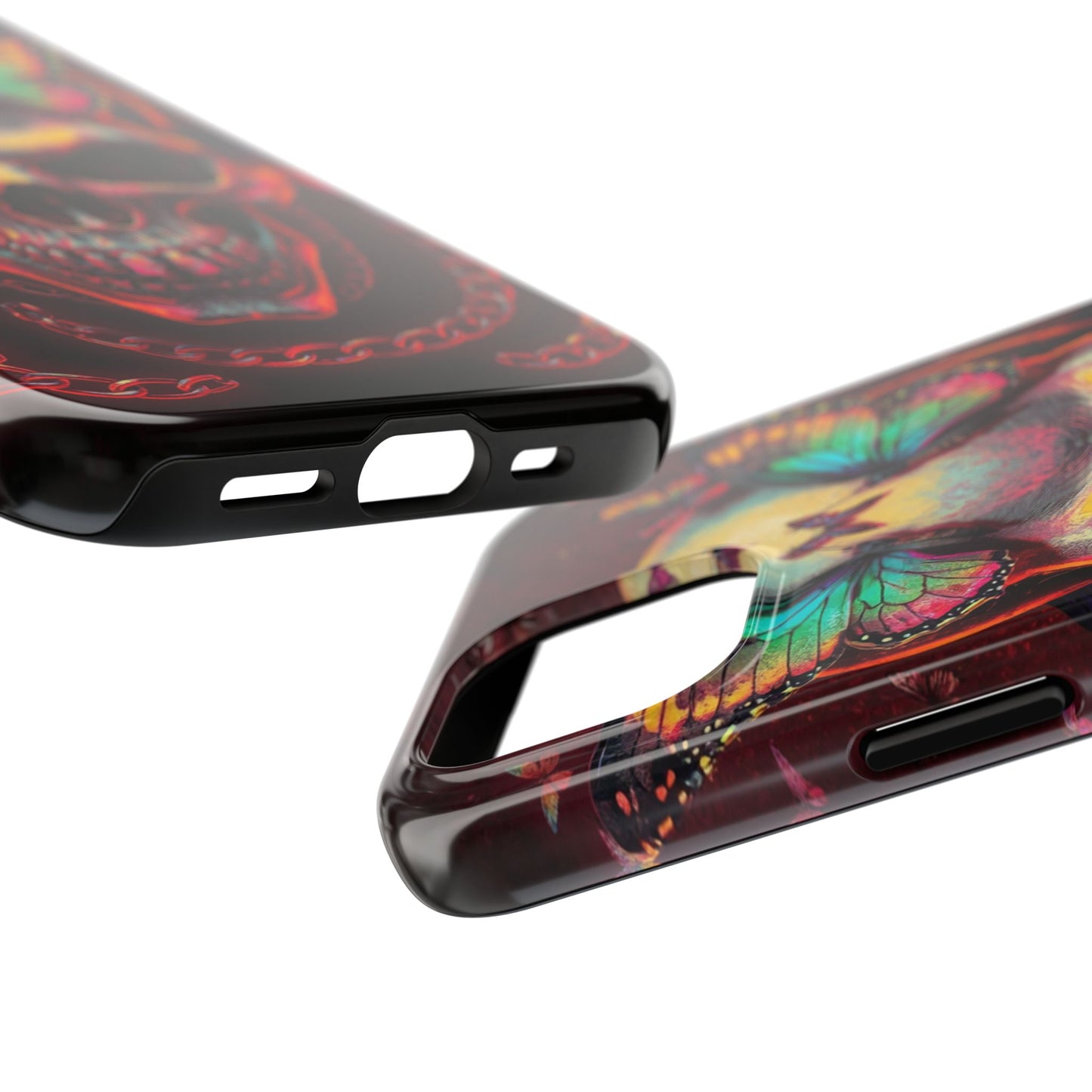 Gothic Skull Phone Case with Butterflies - Durable Tough Phone Case