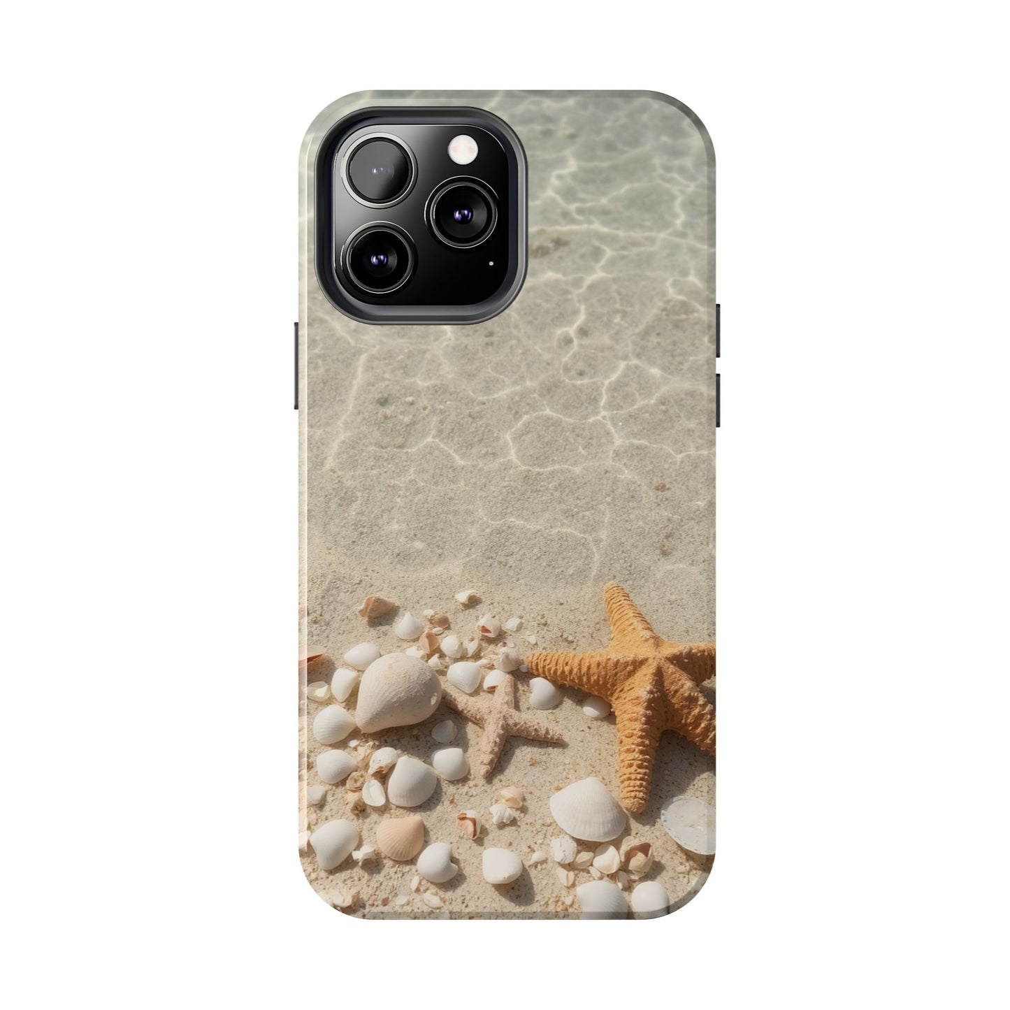 Beach-Inspired Tough Phone Case with Starfish and Seashell Design