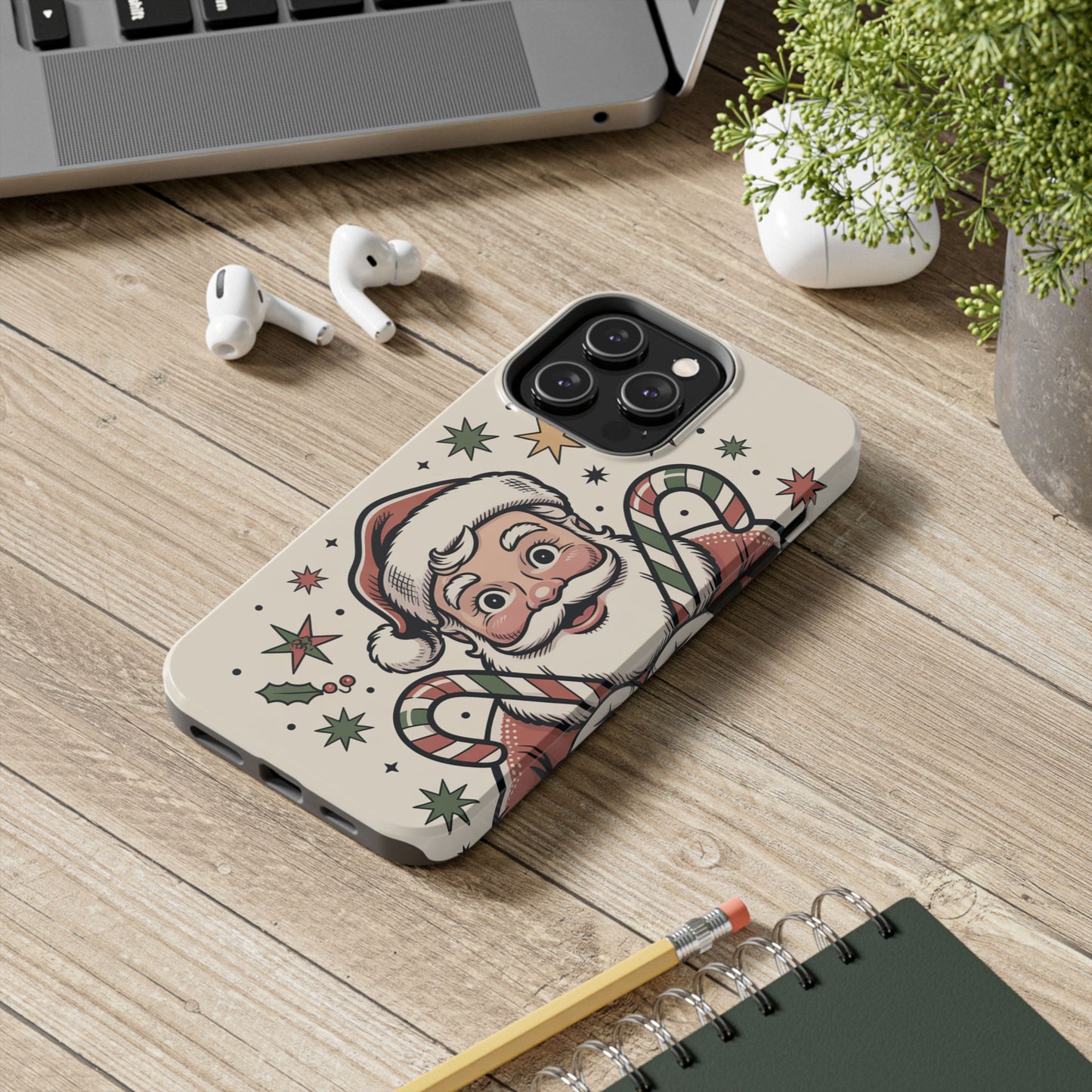 Retro Santa Tough Phone Case - Festive Holiday Design
