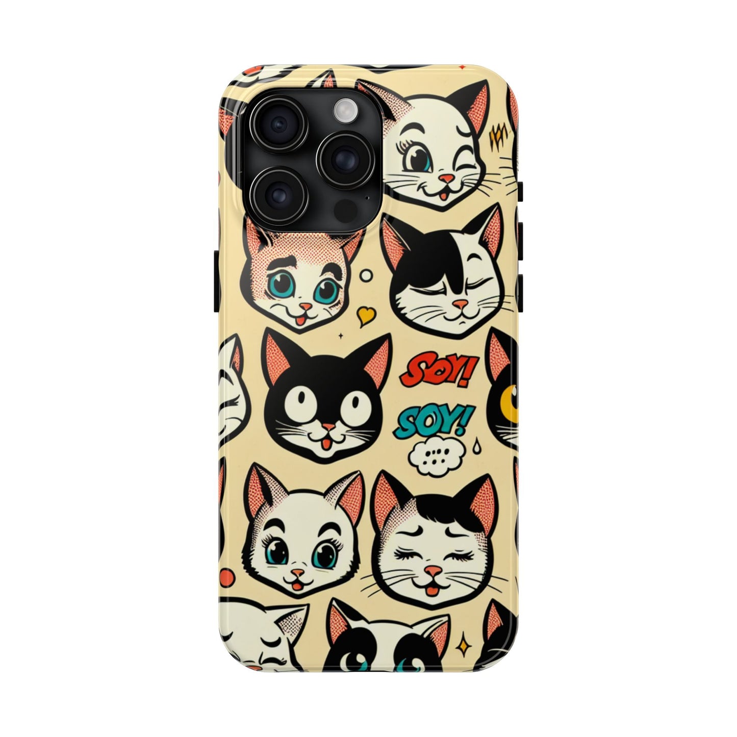 Playful Cat-Themed Tough Phone Case - Pet Pattern - for iPhone