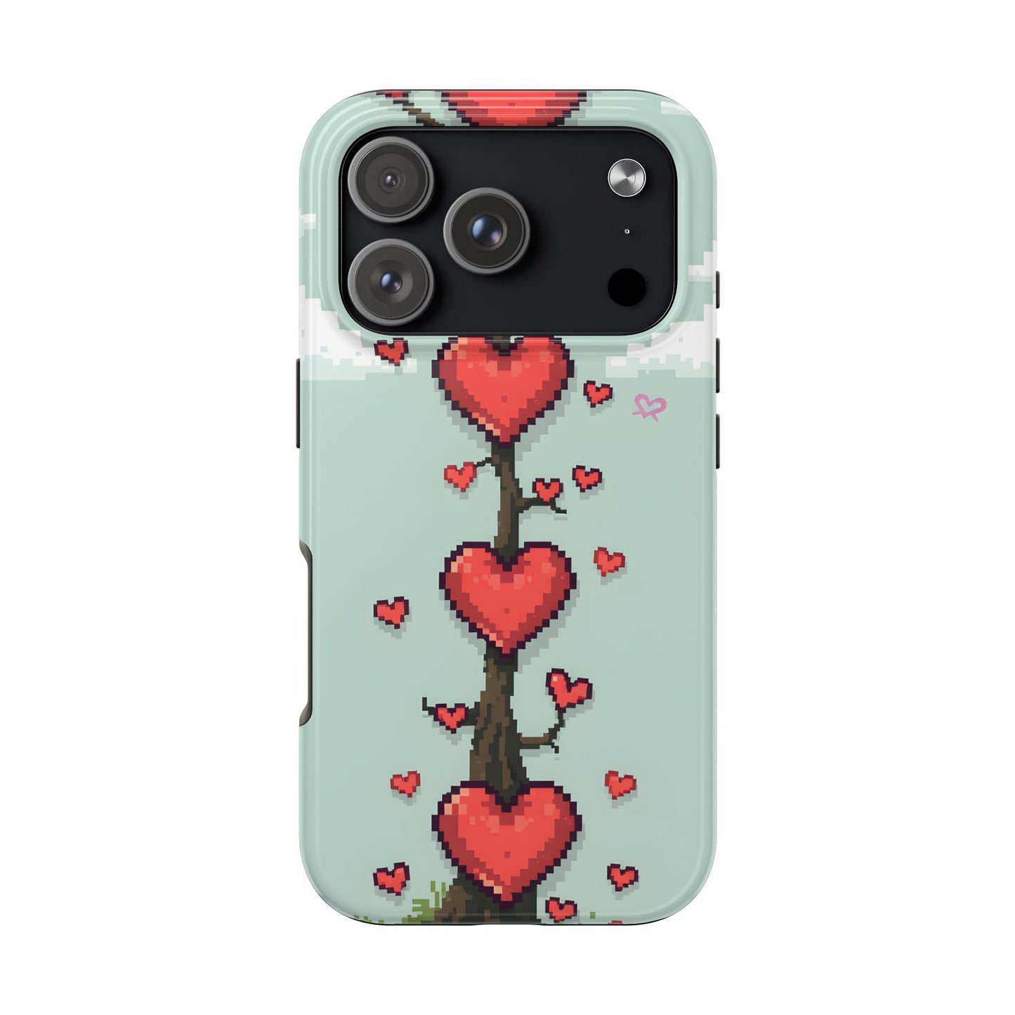Pixelated Love Hearts Tree | Tough Phone Case - Cute Design - for iPhone