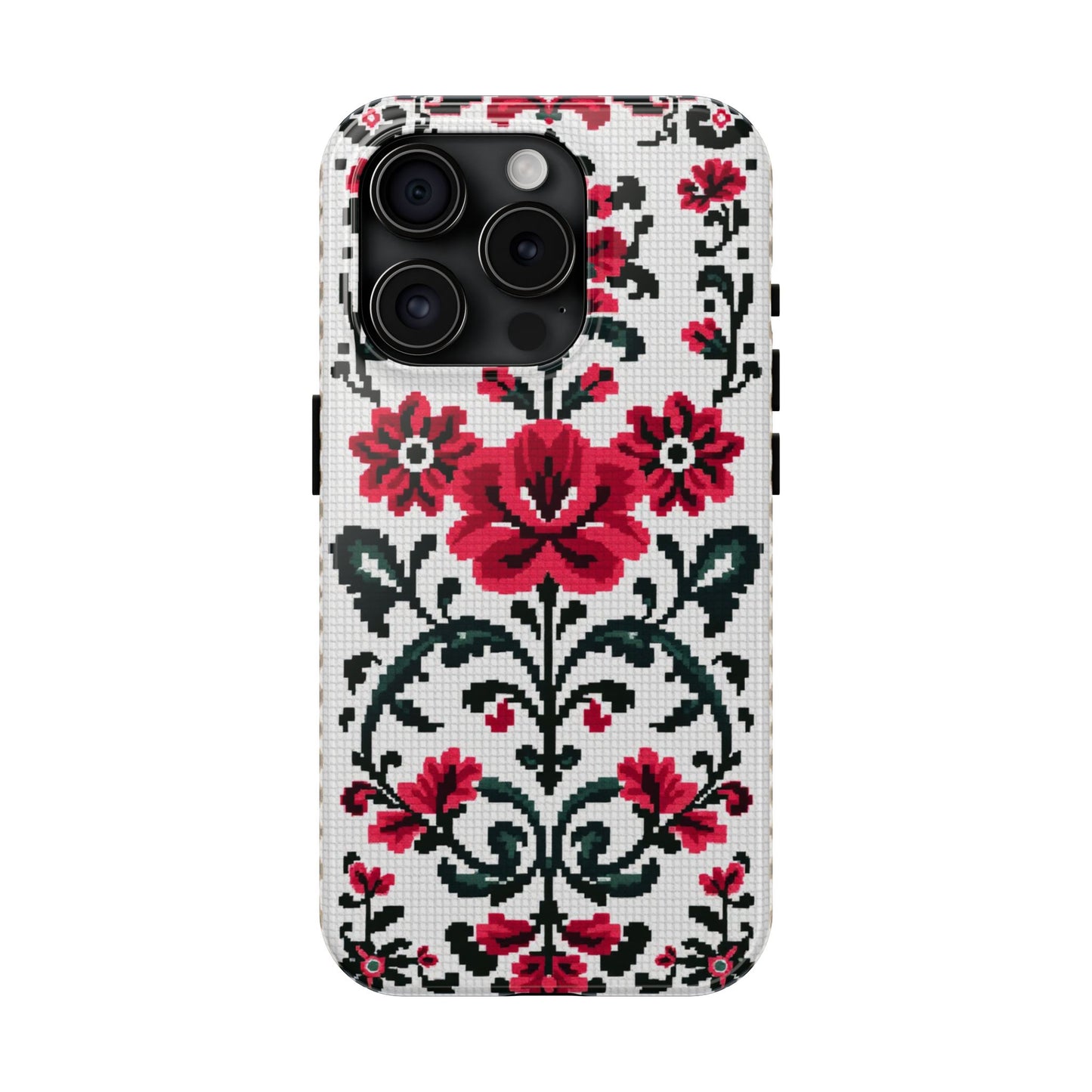 Traditional Floral Knit Tough Phone Cases - Durable Protection with Vintage Style - for iPhone