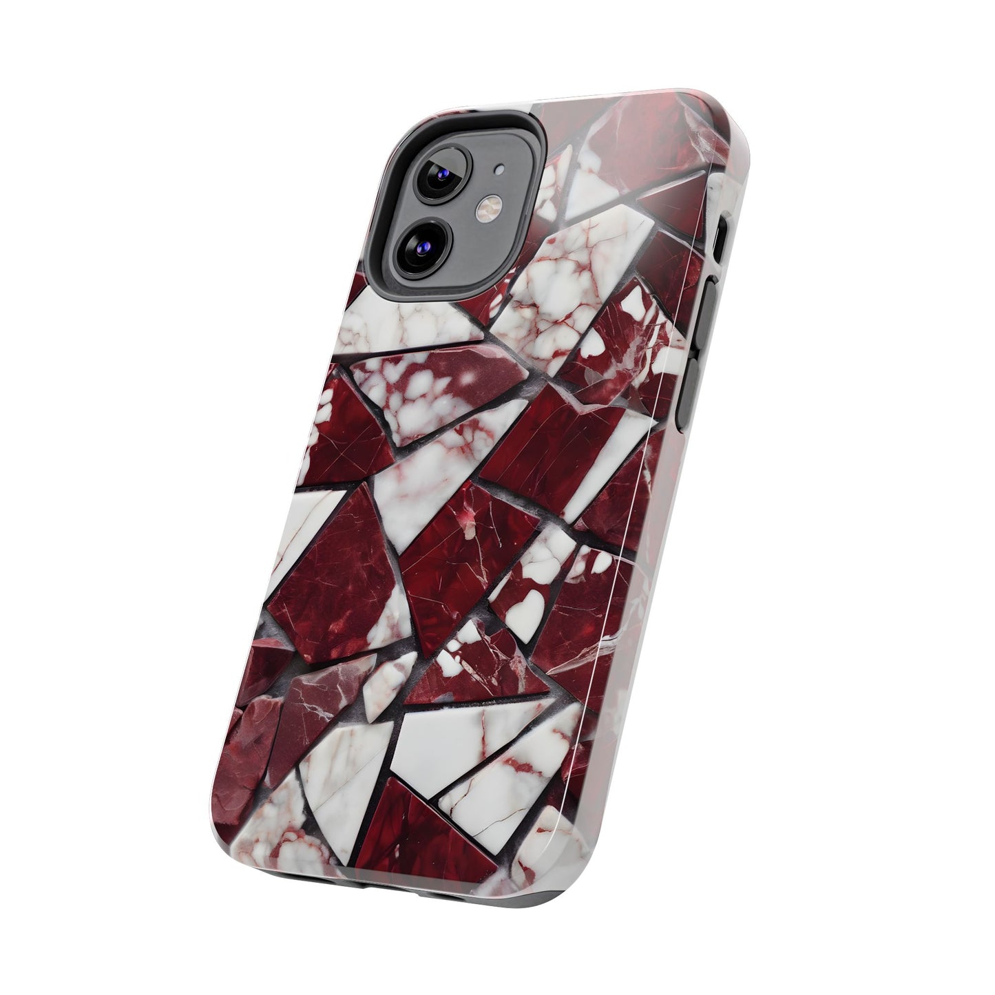 Shattered Dark Red Marble Pattern Tough Phone Case - Durable & Stylish Protection for iPhone