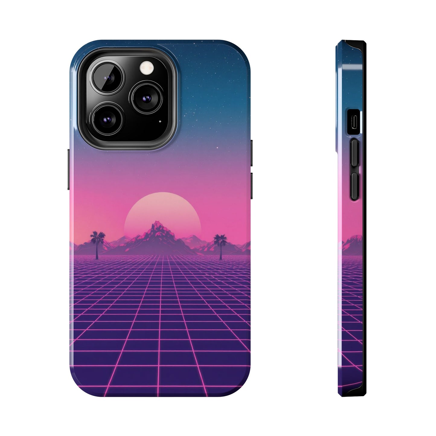 Retro Aesthetic Tough Phone Case - Vibrant Sunset Design