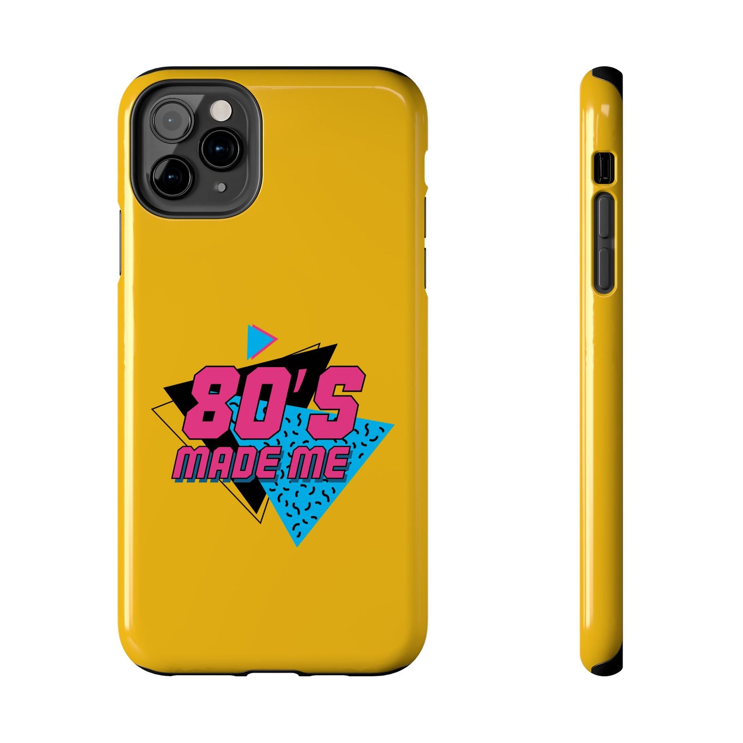 80's Made Me Tough Phone Case - Retro Yellow Silicone Cover - for iPhone