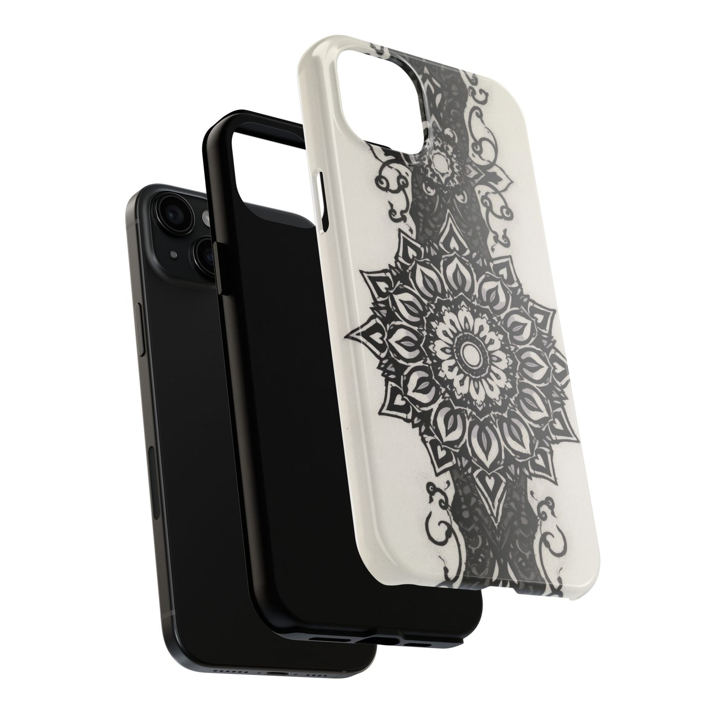 Stylish Tough Phone Cases with Dark Mandala Design - Durable and Unique Protection - for iPhone