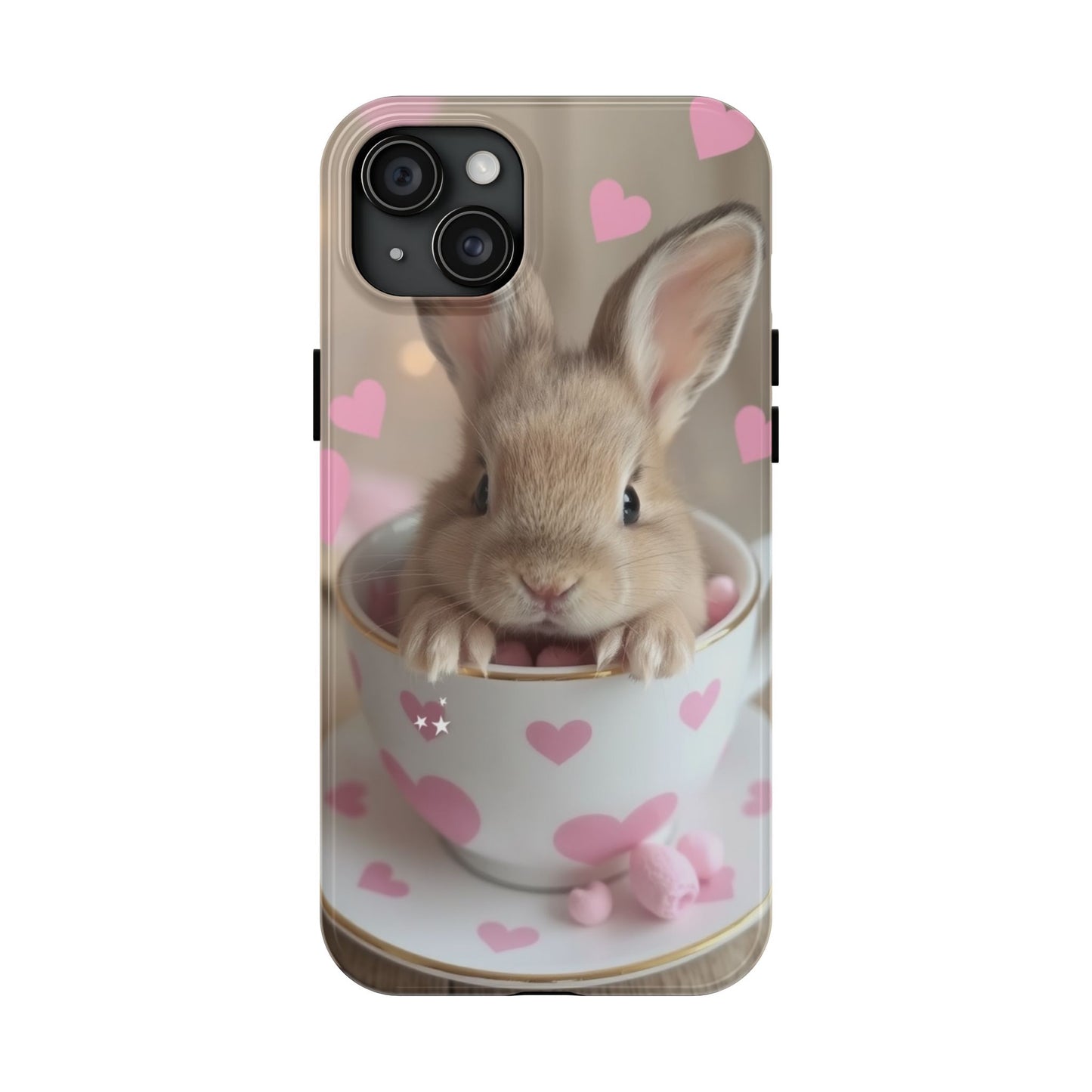 Adorable Bunny Phone Case with Heart Design - Cute Gift for Animal Lovers