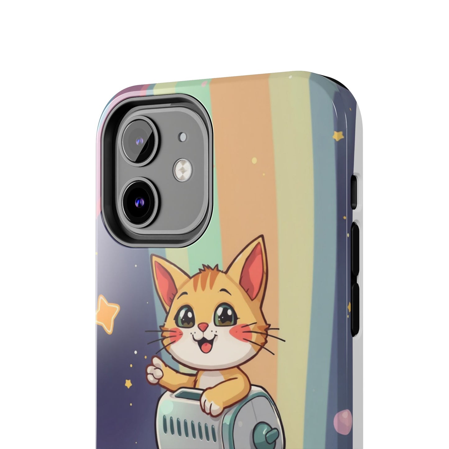 Cute Cat Rocket Phone Case - Vibrant and Playful Tough Case
