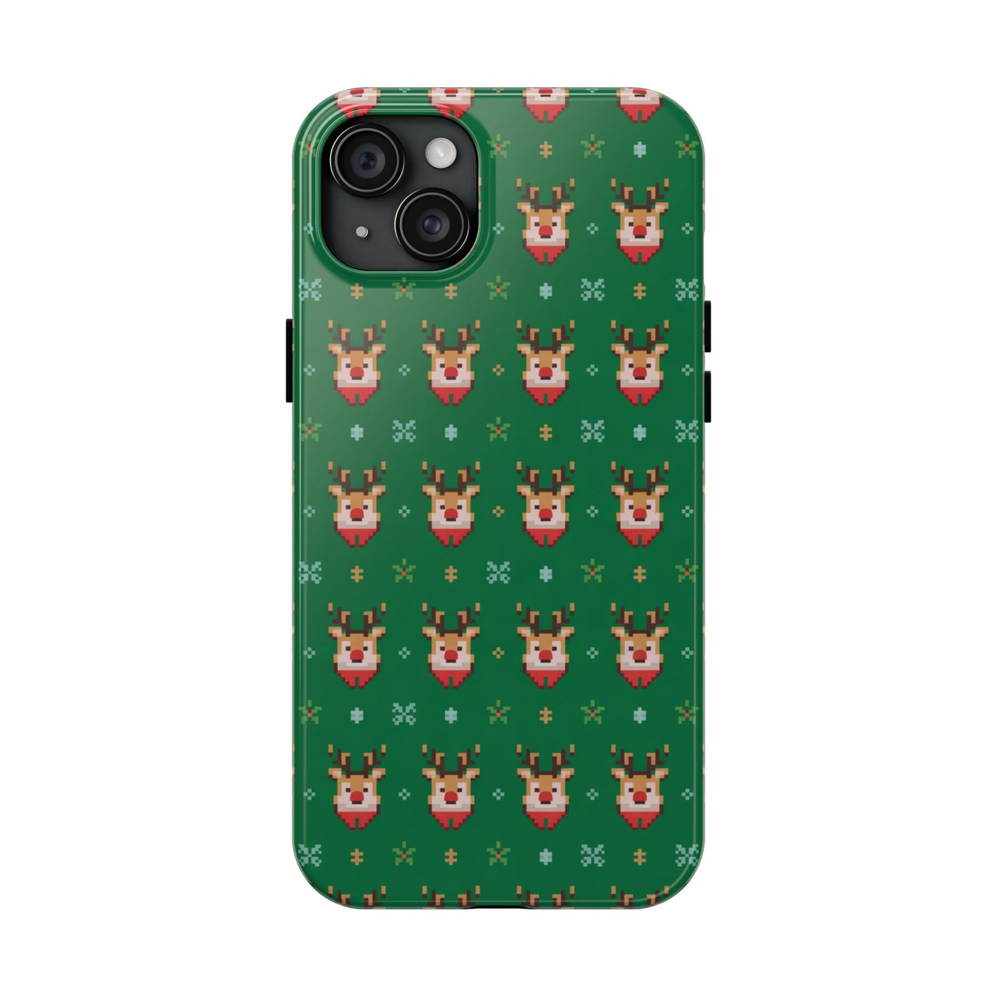 Pixel Art Christmas Rudolf Pattern Phone Case Green