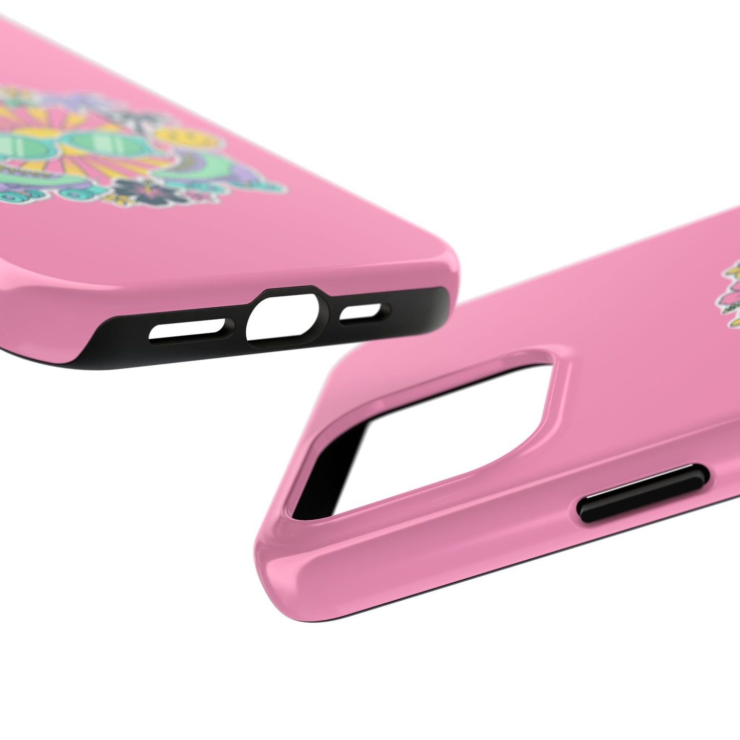 Retro Summer Phone Case — Y2K Palm Trees, Roller Skates & Smiley Collage