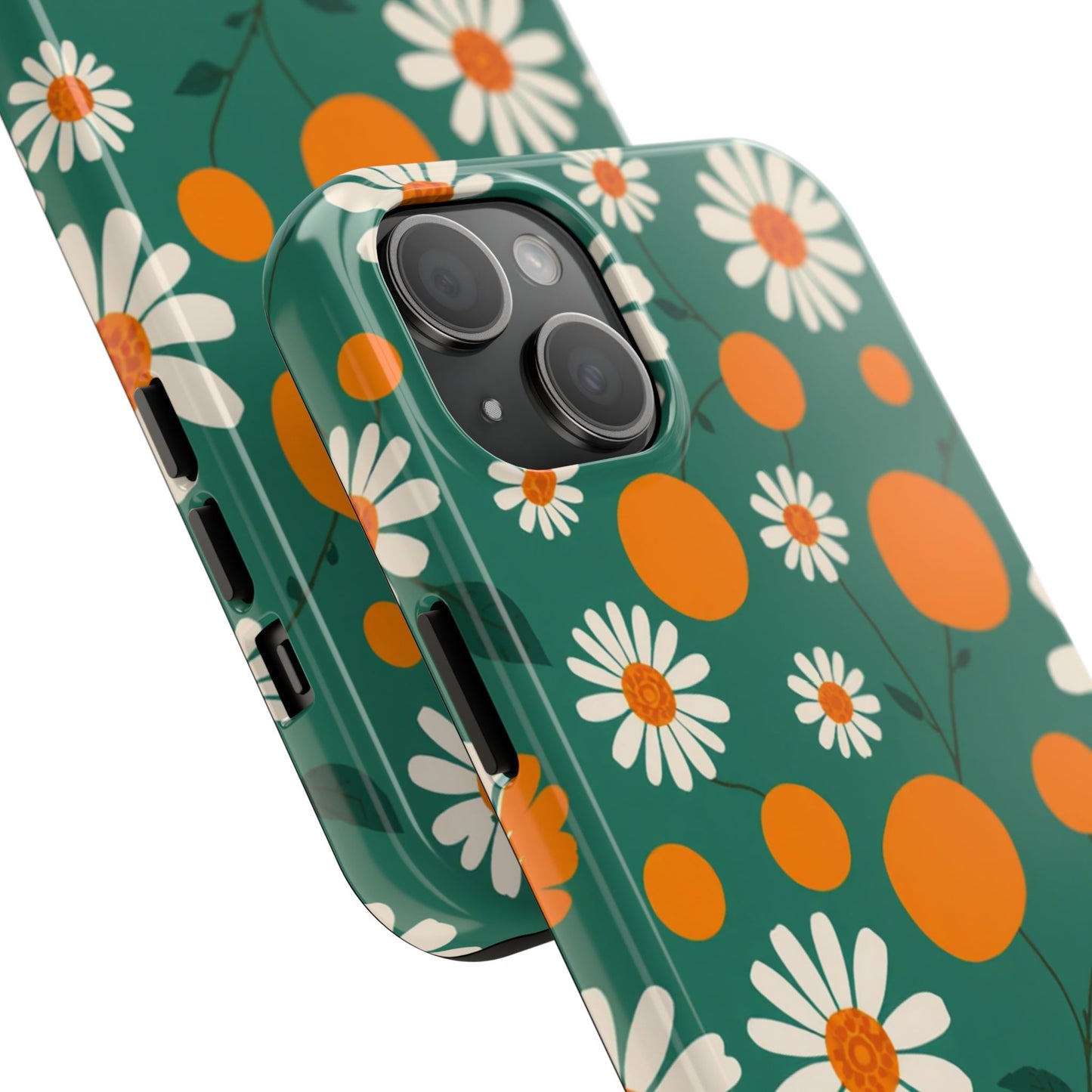Floral Tough Phone Case - Daisy & Orange Design