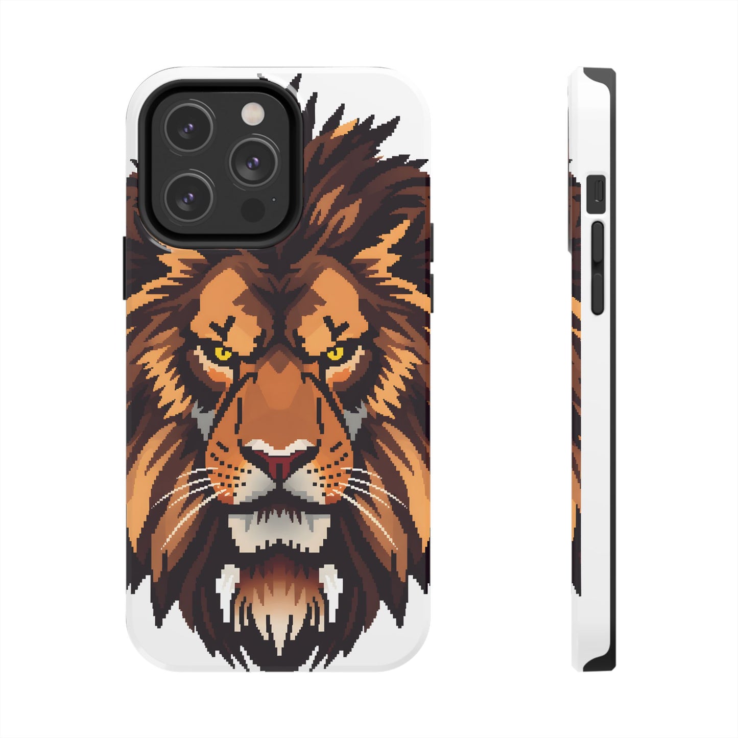 Fierce Pixelated Lion Tough Phone Case - Durable Design for Animal Lovers - for iPhone