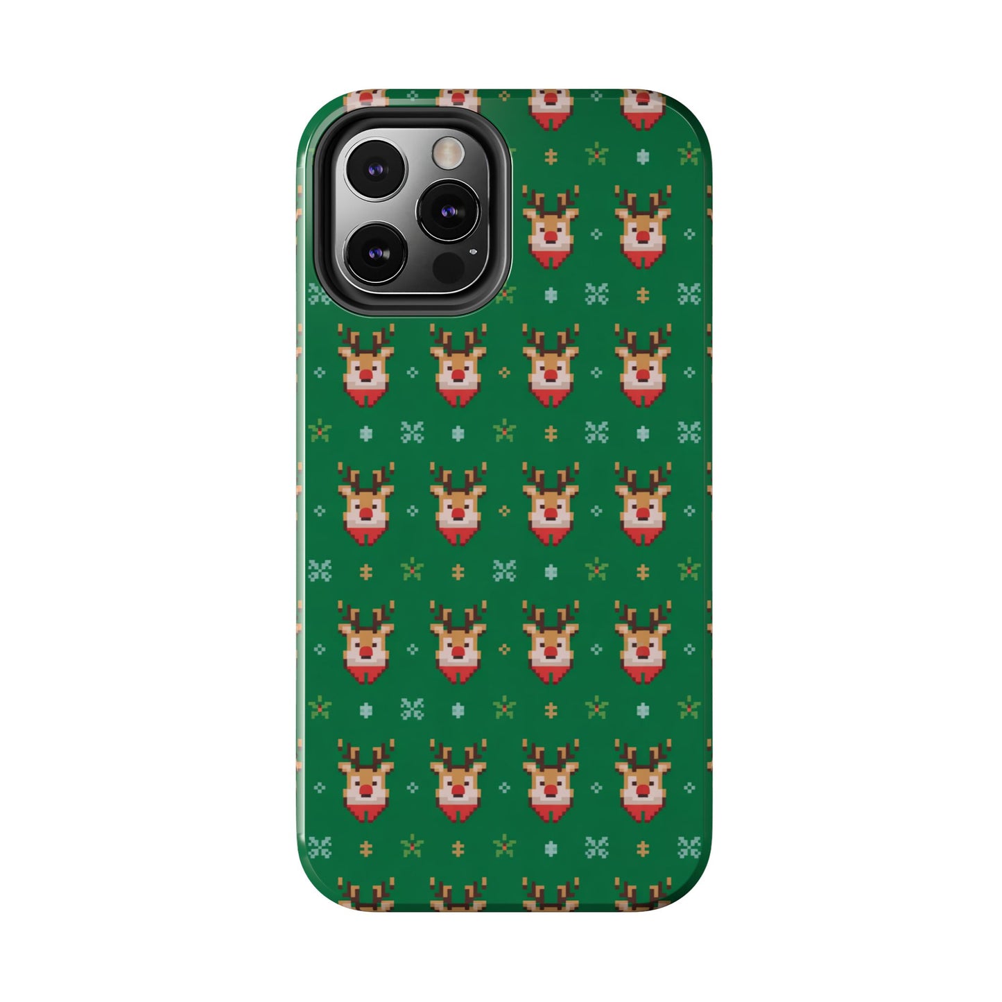 Pixel Art Christmas Rudolf Pattern Phone Case Green