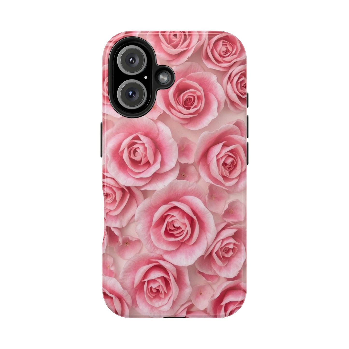 Floral Tough Phone Case - Pink Rose Design, Durable Protection for Flower Lovers