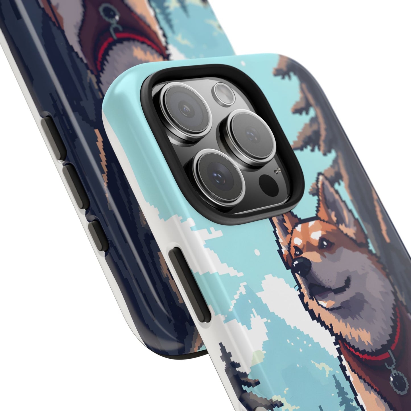 Retro Dog Adventure Tough Phone Case - Pixel Art Shiba Inu Design - for iPhone