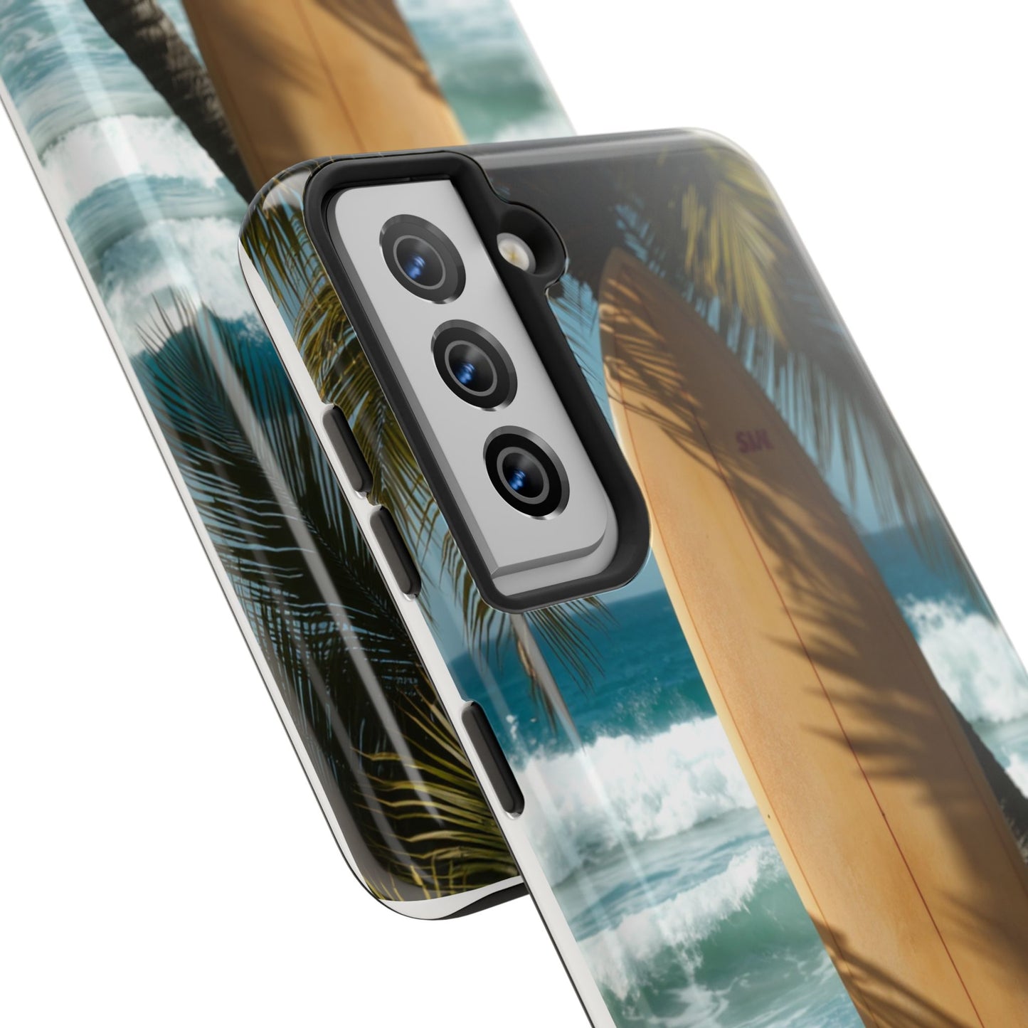 Tough Surfing Phone Case - Beach Vibes with Palm Trees & Surfboard