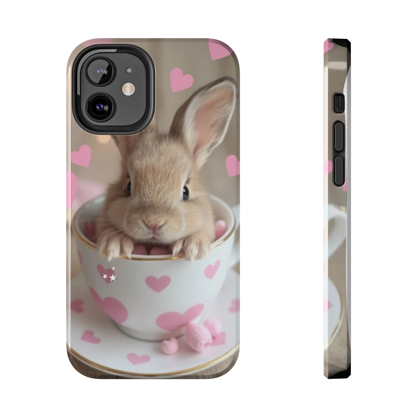 Adorable Bunny Phone Case with Heart Design - Cute Gift for Animal Lovers