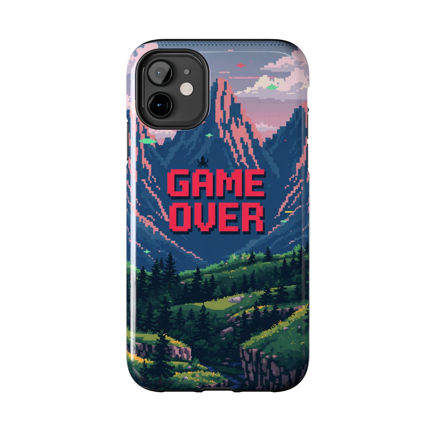 Pixel Art Tough Phone Case - 'Game Over' Design for Gamers