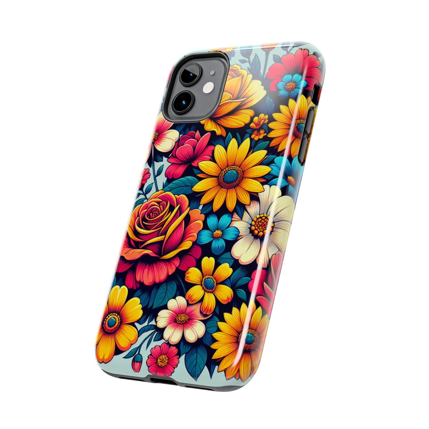 Vibrant Floral Tough Phone Case - Colorful Flower Design - for iPhone