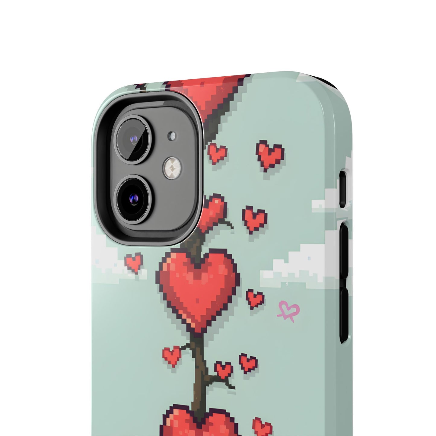 Pixelated Love Hearts Tree | Tough Phone Case - Cute Design - for iPhone