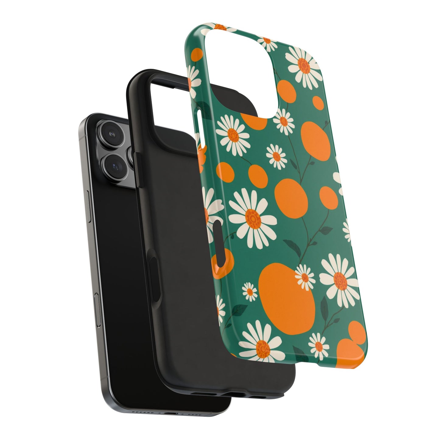 Floral Tough Phone Case - Daisy & Orange Design