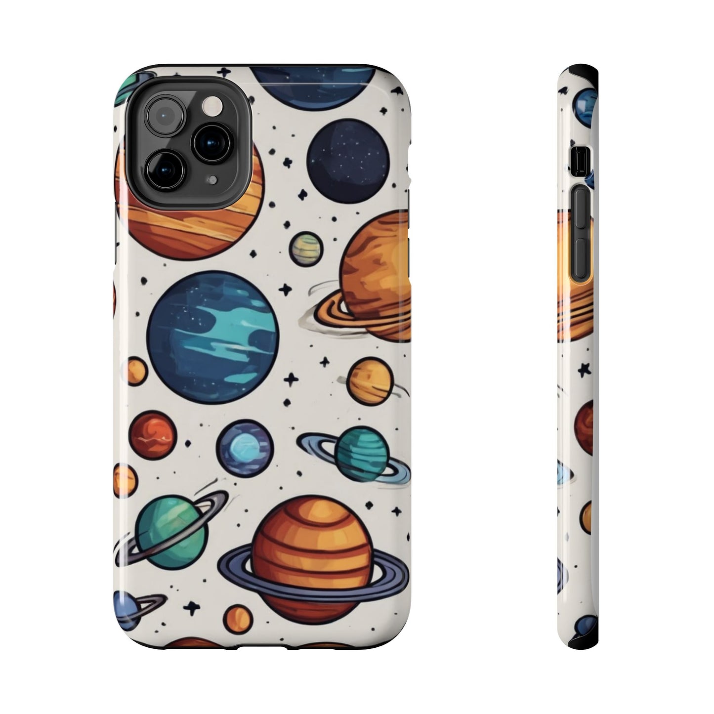 Cosmic Galaxy Tough Phone Case - Planetary Cartoon Design - for iPhone